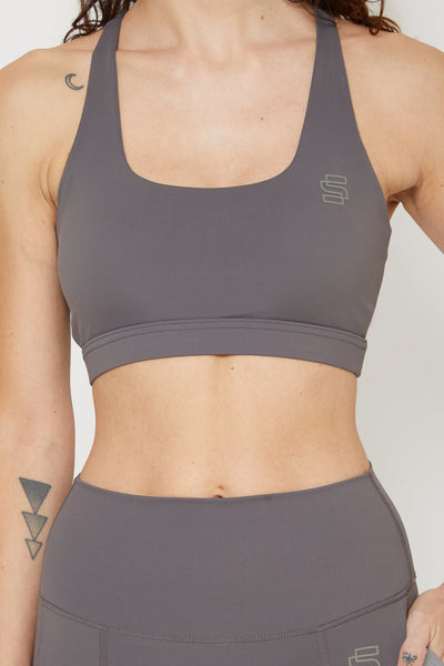 Grey Racer Back Sports Bra - SRPLY